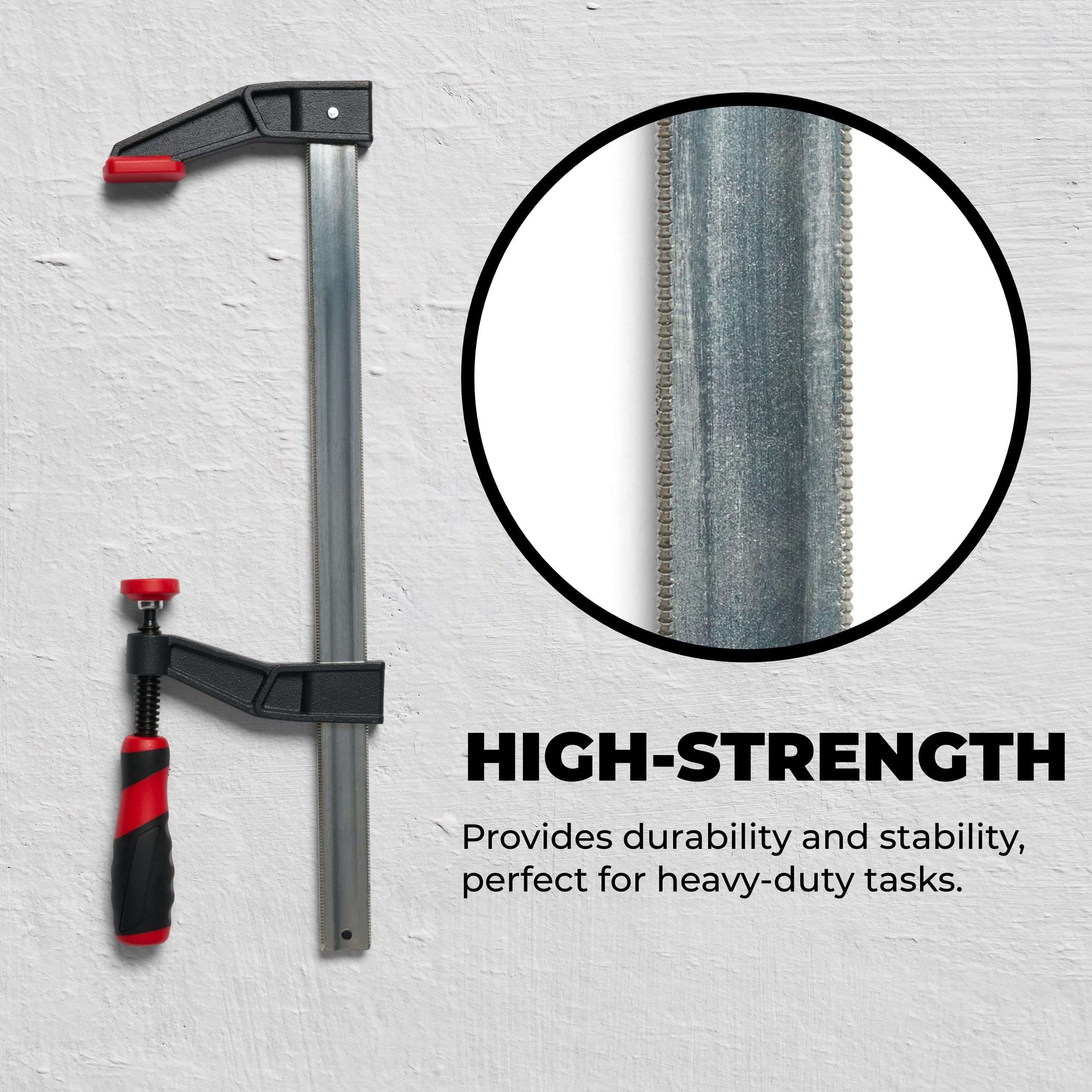 BUILDSOMETHING Abrazadera de barra estilo F, juego de herramientas manuales para mejoras del hogar, abrazaderas ajustables para carpintería y más, HD de 12 pulgadas, paquete de 2