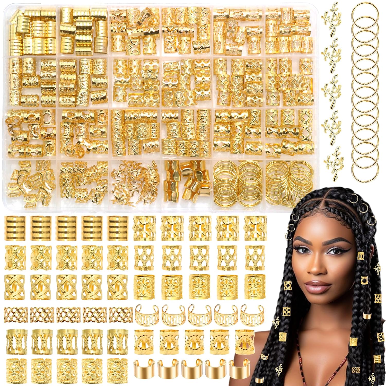 NAISKA Gold Hair Jewelry for Braids – Dreadlocks Accessories