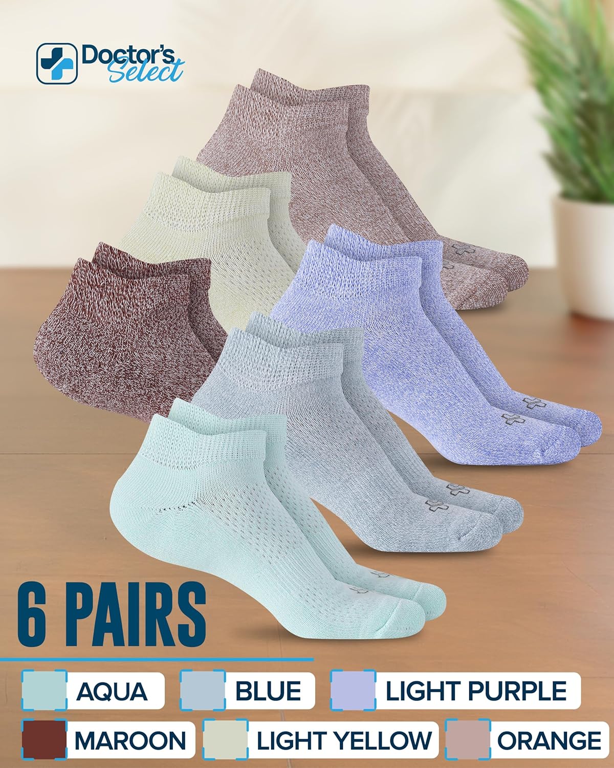 Doctor's Select Viscose Bamboo Ankle Diabetic Socks for Women and Men - 6 Pairs | Super Soft, Non Binding, Loose Wide Top - Image 8