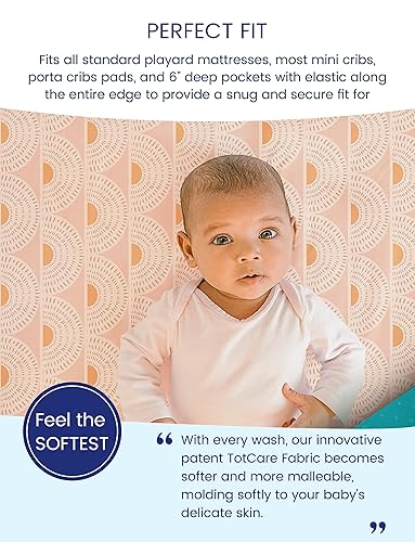 Miniatura 3 de TotAha Juego de 2 sábanas hipoalergénicas para cuna, diseño de arcoíris bohemio, paquete N Play, juego de 24 x 38 x 5 pulgadas, paquete de 2 unidades