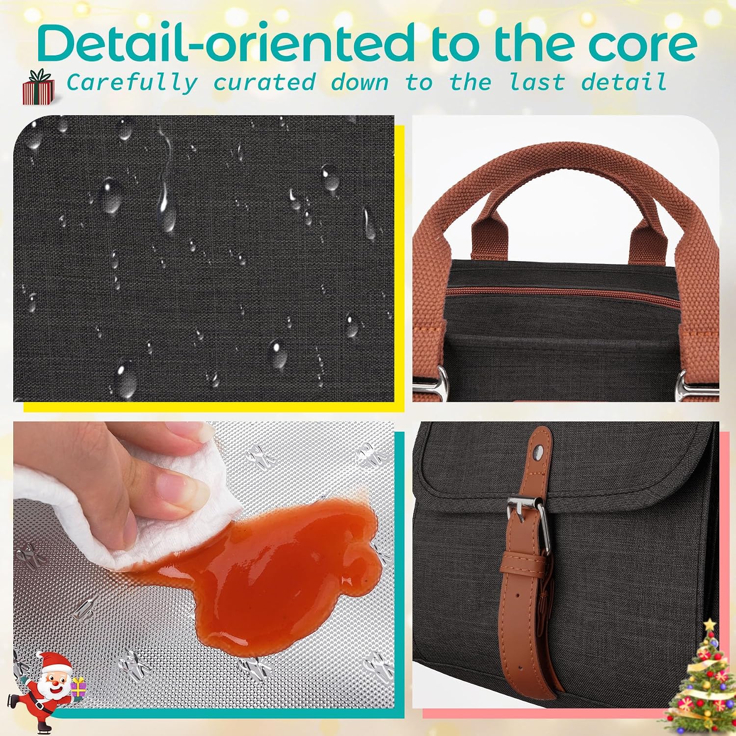 KIPBELIF Cute&Classy Roomy Insulated Lunch Bags for Women - Stylish & Functional Large Tote Adult Lunch Box for Working & Picnic(Extra Large,Classic Black)