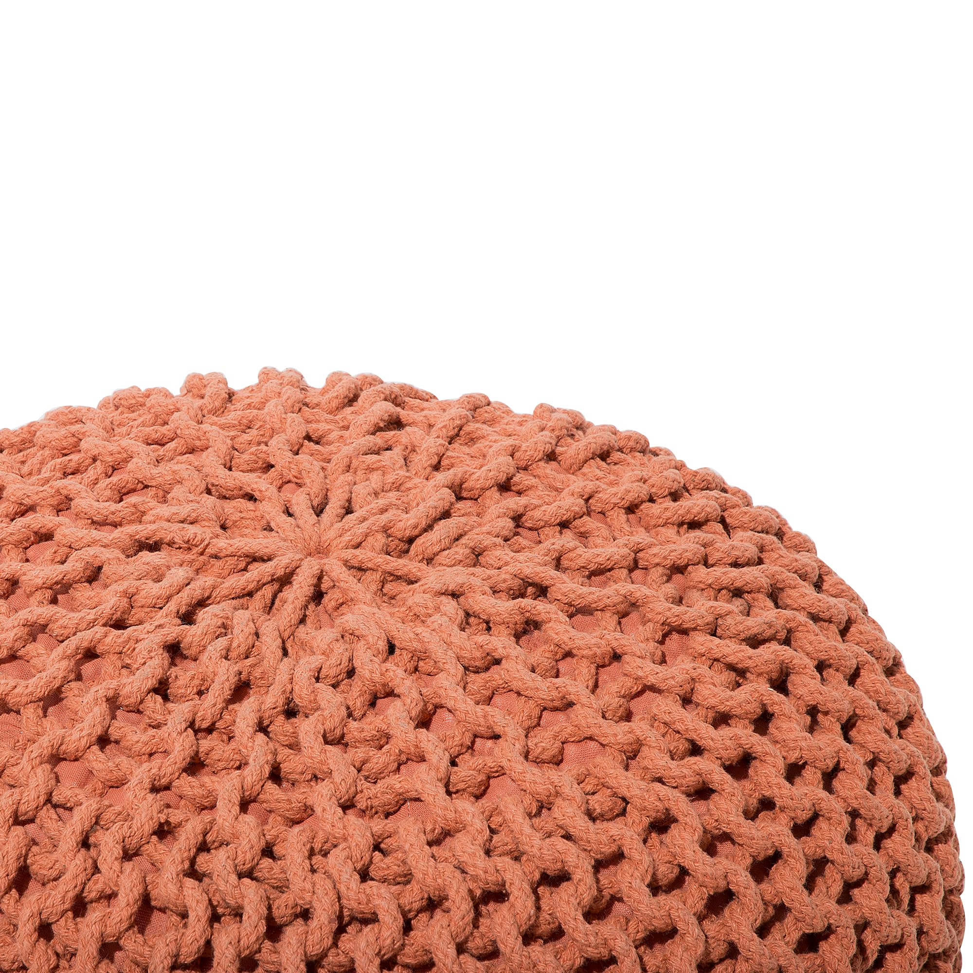Geflochtener Strickpouf zum Sitzen Baumwolle braun rund 40 cm Modern Conrad