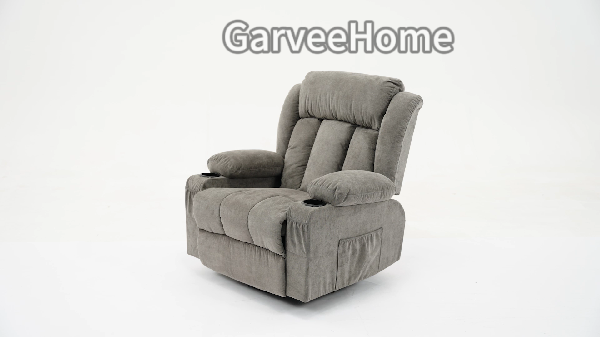 Sillón reclinable moderno chenille marrón miniatura 7