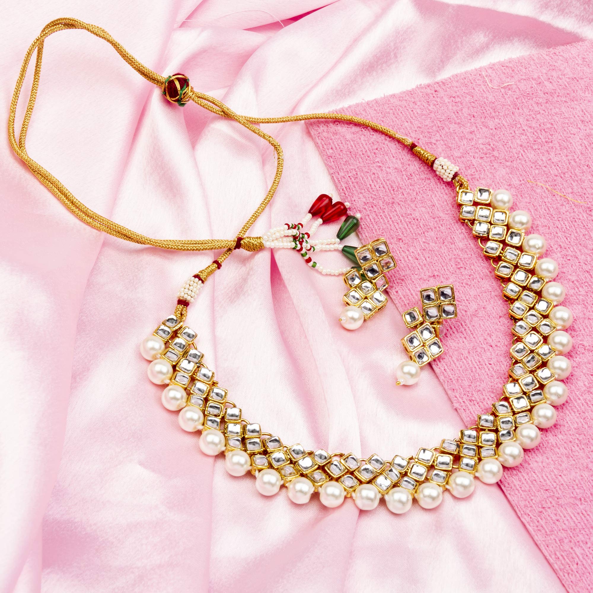 Kundan & Pearl Plated Jewellery Set, Design 5