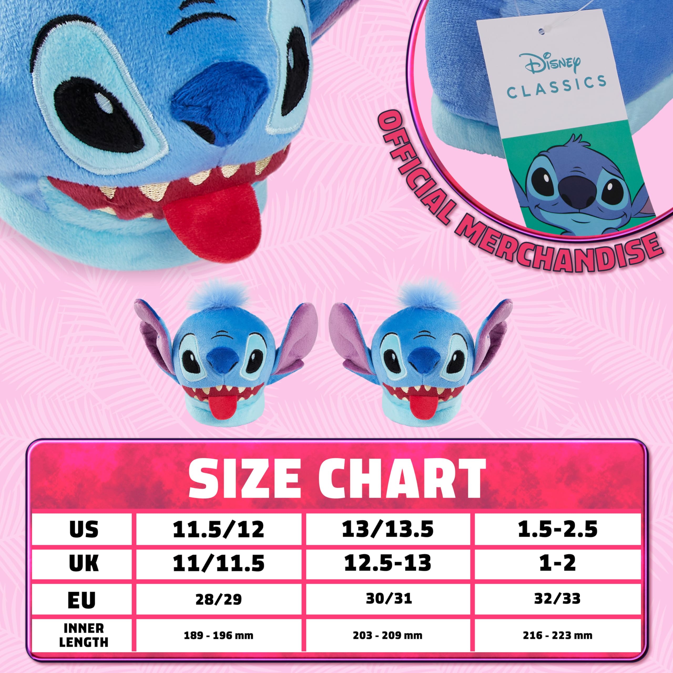 Disney Chaussons Enfant Fantaisie Pantoufle Chaude Peluche Chausson Rigolo Mixte Idée Cadeau Stitch Baby Yoda