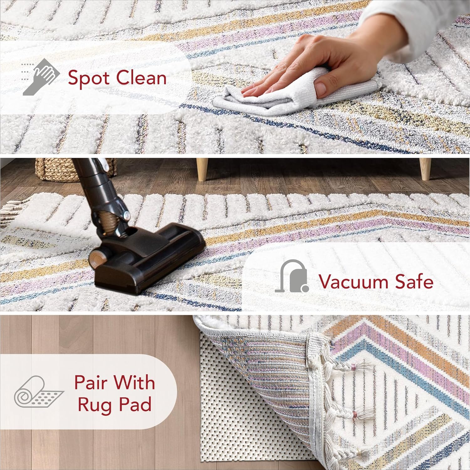 NuLOOM Angela High-Low Modern Diamond Tassel Area Rug, 5'3" x 7'6", Beige