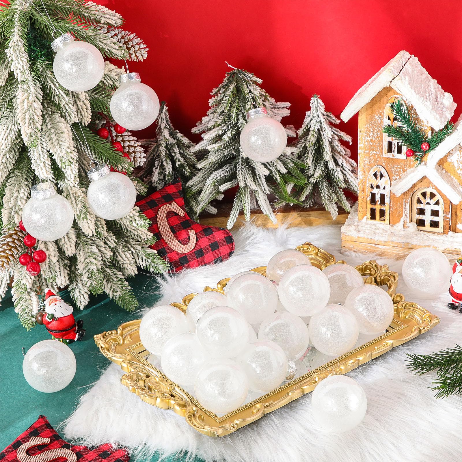Luoshdecor 24 Pcs Christmas Ball Ornament, Glitter Matte Finish Christmas Ball Hanging Decorations For Wedding Holiday Xmas Tree Party Indoor Decor 1.57 In - Foto 6