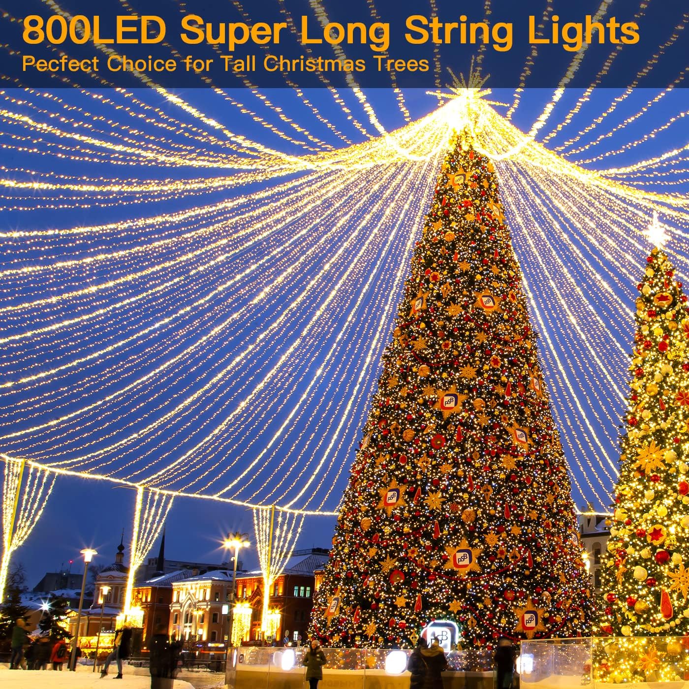 Ollny Christmas Tree Lights Outdoor, 80m 800 LED Fairy Lights Mains Powered - Image 3