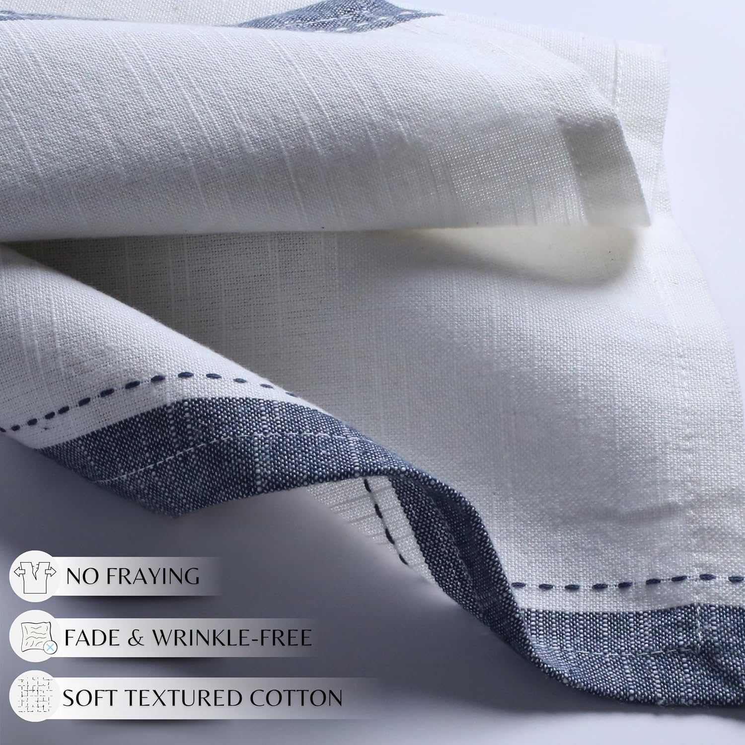 Ramanta Home Cloth Napkins Set of 12 Textured Cotton White, 18x18 image 4