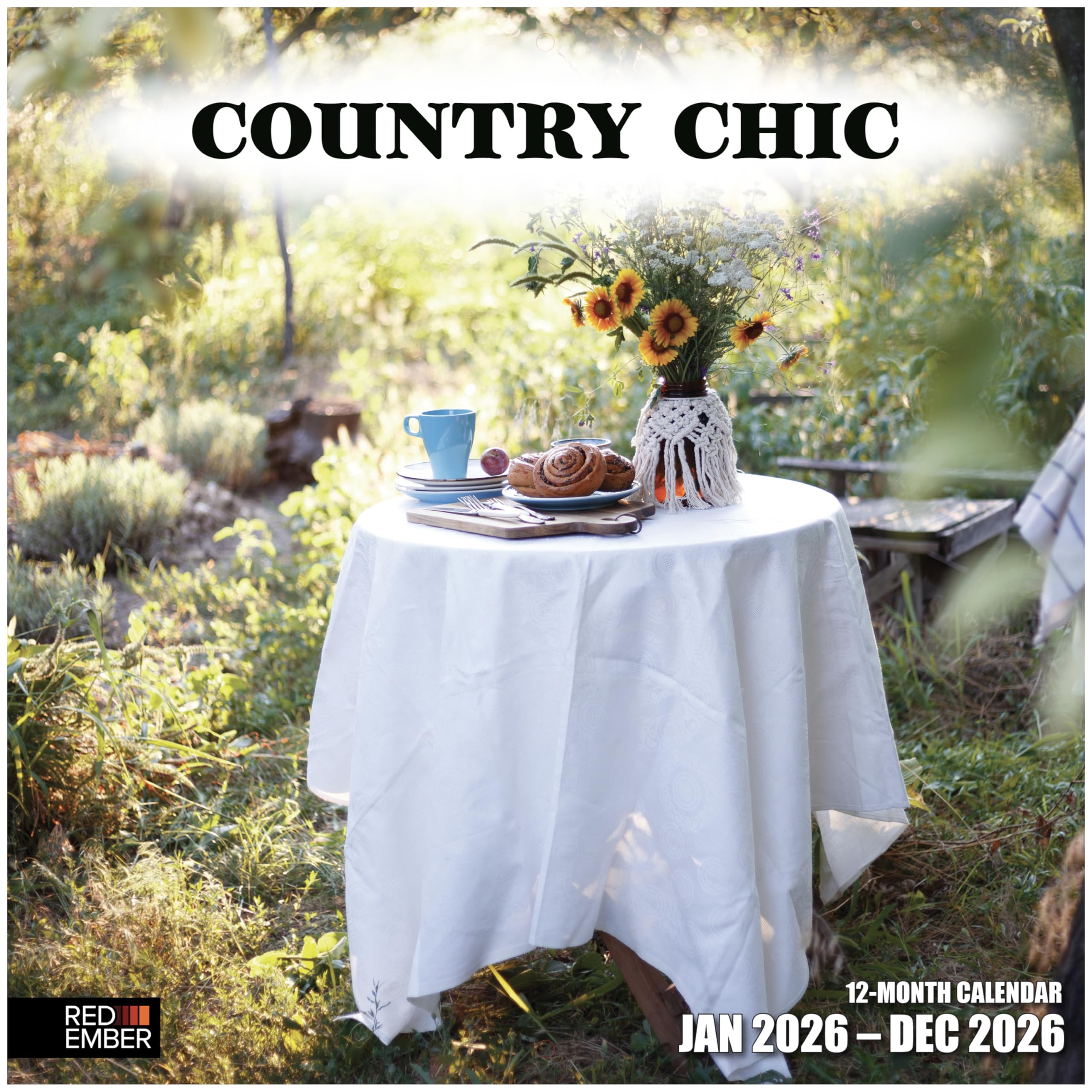 RED EMBER Country Chic 2026 Wall Calendar 12 Month | 12" x 24" Open | Thick &amp; Sturdy Paper | Holiday Gift | Farm Calendar 2026