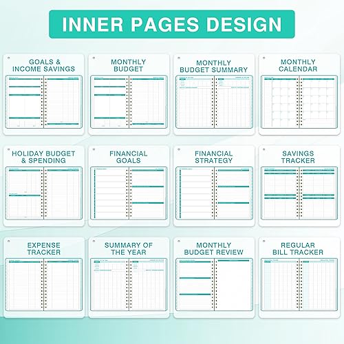 Miniatura 5 de Agenda de presupuesto, libro de presupuesto con organizador de facturas y rastreador de gastos, 6.1 x 8.25 pulgadas, planificador de finanzas sin