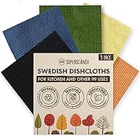 Vista 21 de SUPERSCANDI Paquete de 5 paños de cocina suecos para cocina, 100% biodegradables y compostables, reutilizables, lavables, seguros para alimentos