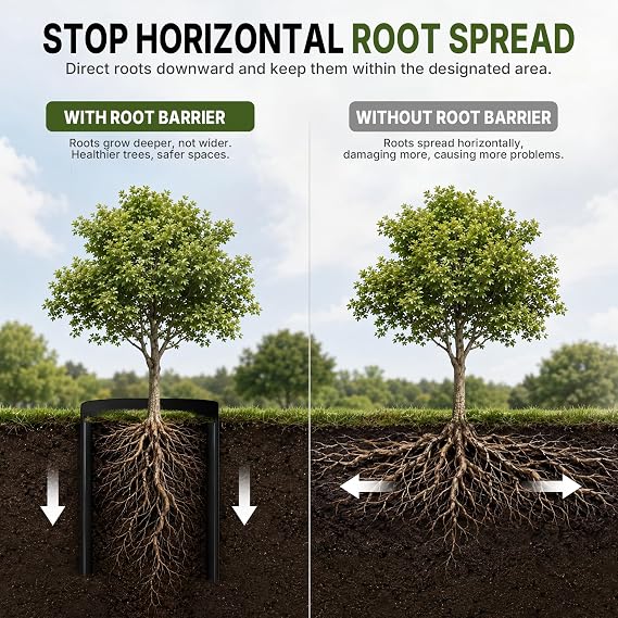 Tree Root Barrier 36in x 15ft x 60mil Tree Root Barrier Heavy Duty Bamboo Barrier Protects Sidewalks Roads and Driveways