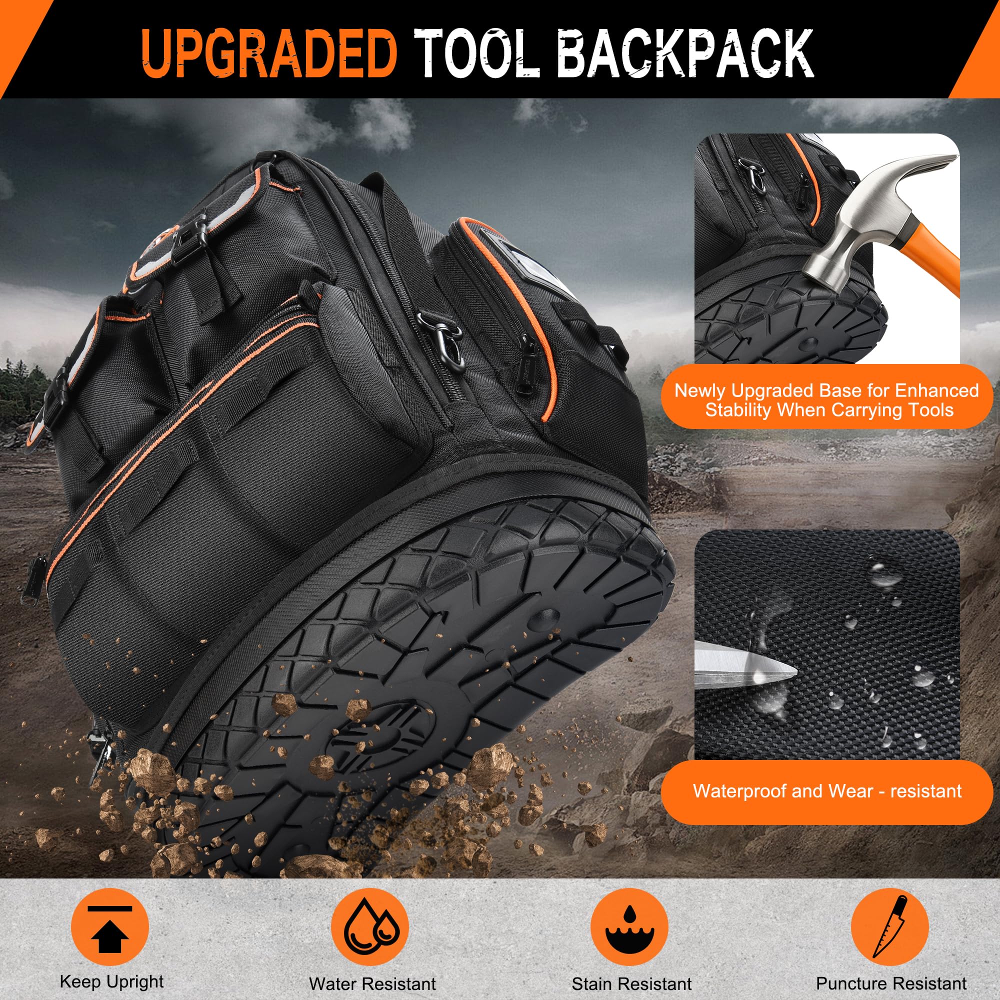 backpack tool bag with laptop compartment VEVOR 49 Pockets Heavy-Duty Tools Storage Organizer Work Bags & Reinforced Fabric Base Electrician Jobsite Product Description Durable Tool Backpack with USB Charging Port LOKASS Tool Backpack Heavy Duty