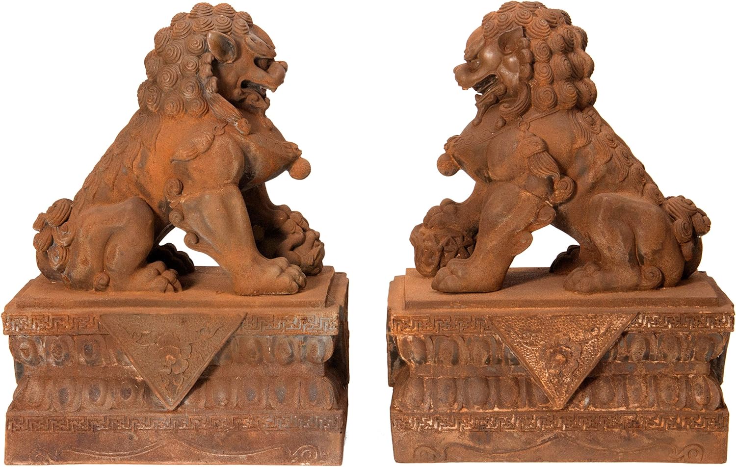 Red Lantern 18" Sitting Foo Dog Statues