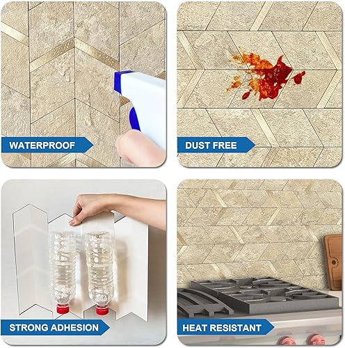 Miniatura 6 de MOFIT - Protector contra salpicaduras para cocina, panel de pared 3D para despegar y pegar, azulejos autoadhesivos para azulejos de baño,