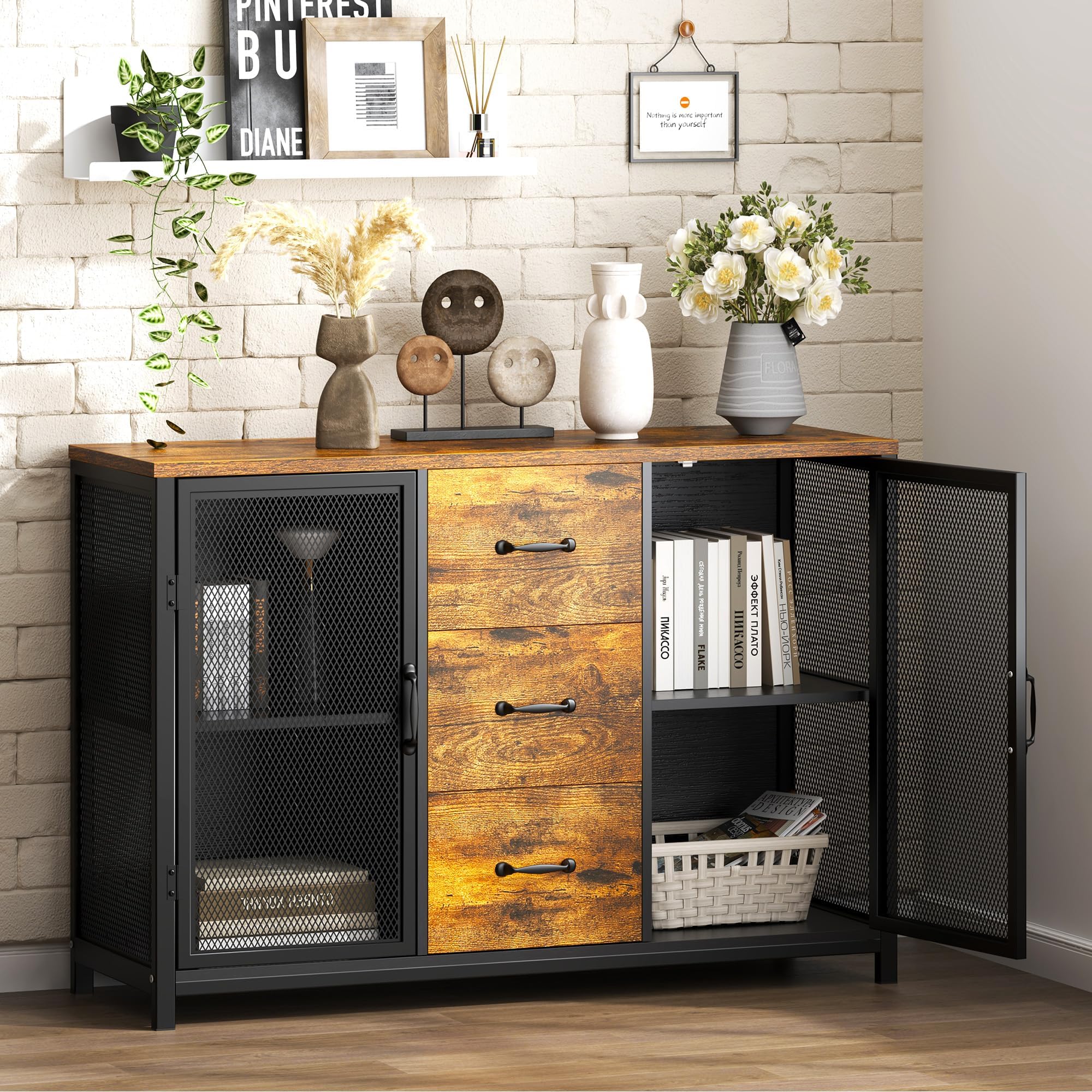 SogesHome Armoire d'appoint Buffets Console Industrielle Armoire de