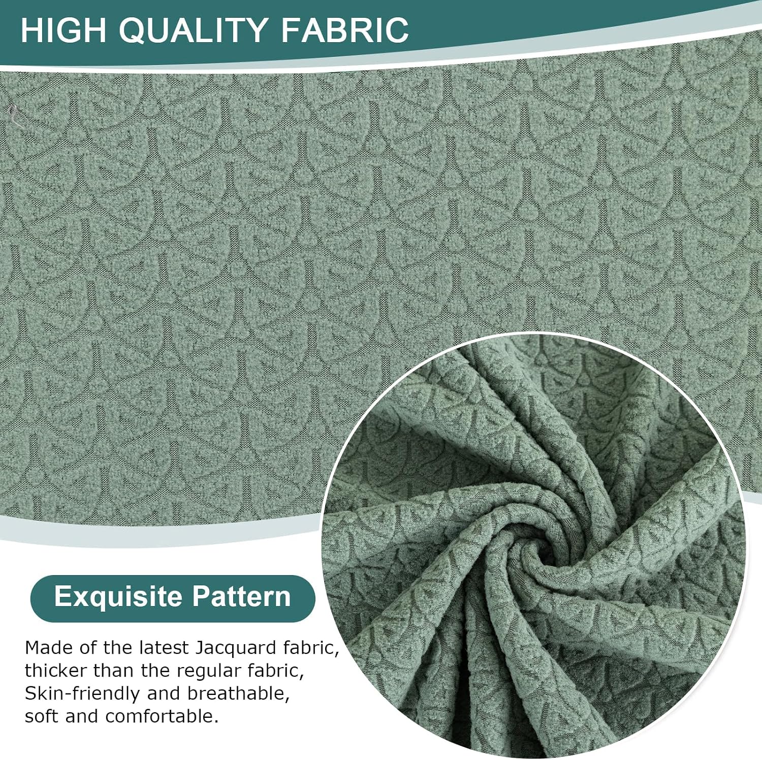 NILUOH Jacquard Recliner Cover 4-Piece Set - Elegant Stretch Slipcover for Old Furniture, Easy Fit Recliner Sofa Couch Protector, Machine Washable for Living Room, 1-Seater,Bean Green