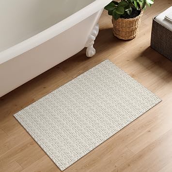 Collive Washable 2x3 Small Bathroom Rugs, Cotton Woven Rug for Entryway Tan Non Slip Indoor Doormat, Farmhouse Kitchen Carpets Boho Throw Rugs for Bedroom Entrance Front Door