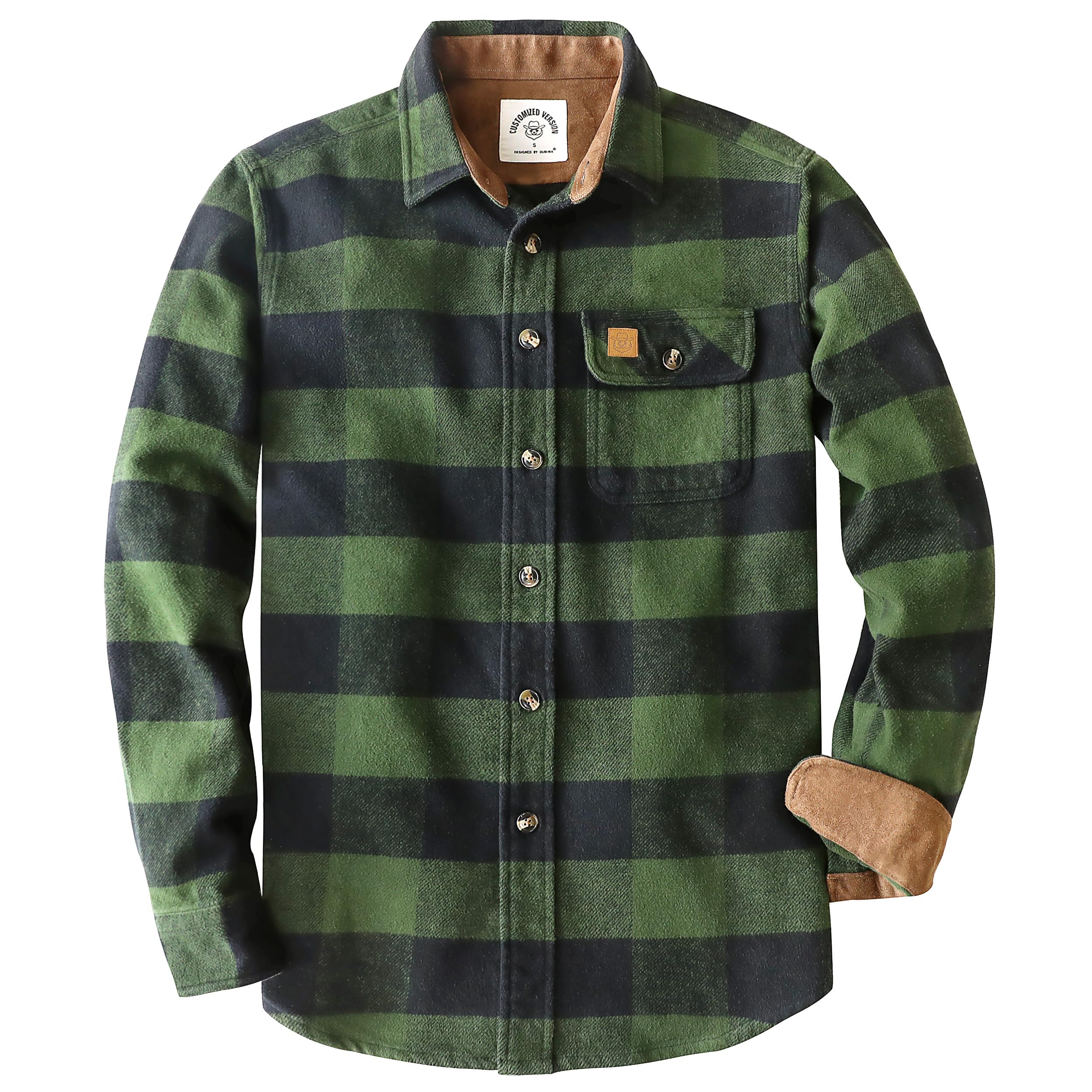 Dubinik® 13oz Super Schweres Flanellhemd Herren Hemd Langarm Kariert Warmes Casual Baumwolle Schwer Button Down