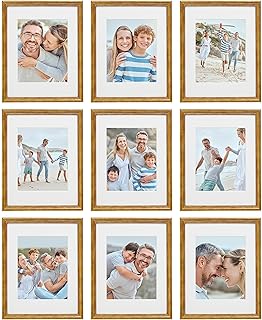 Sheffield Home 9 Piece Gallery Wall Frame Set, 11x14 Inch, Beaded Antiqu...