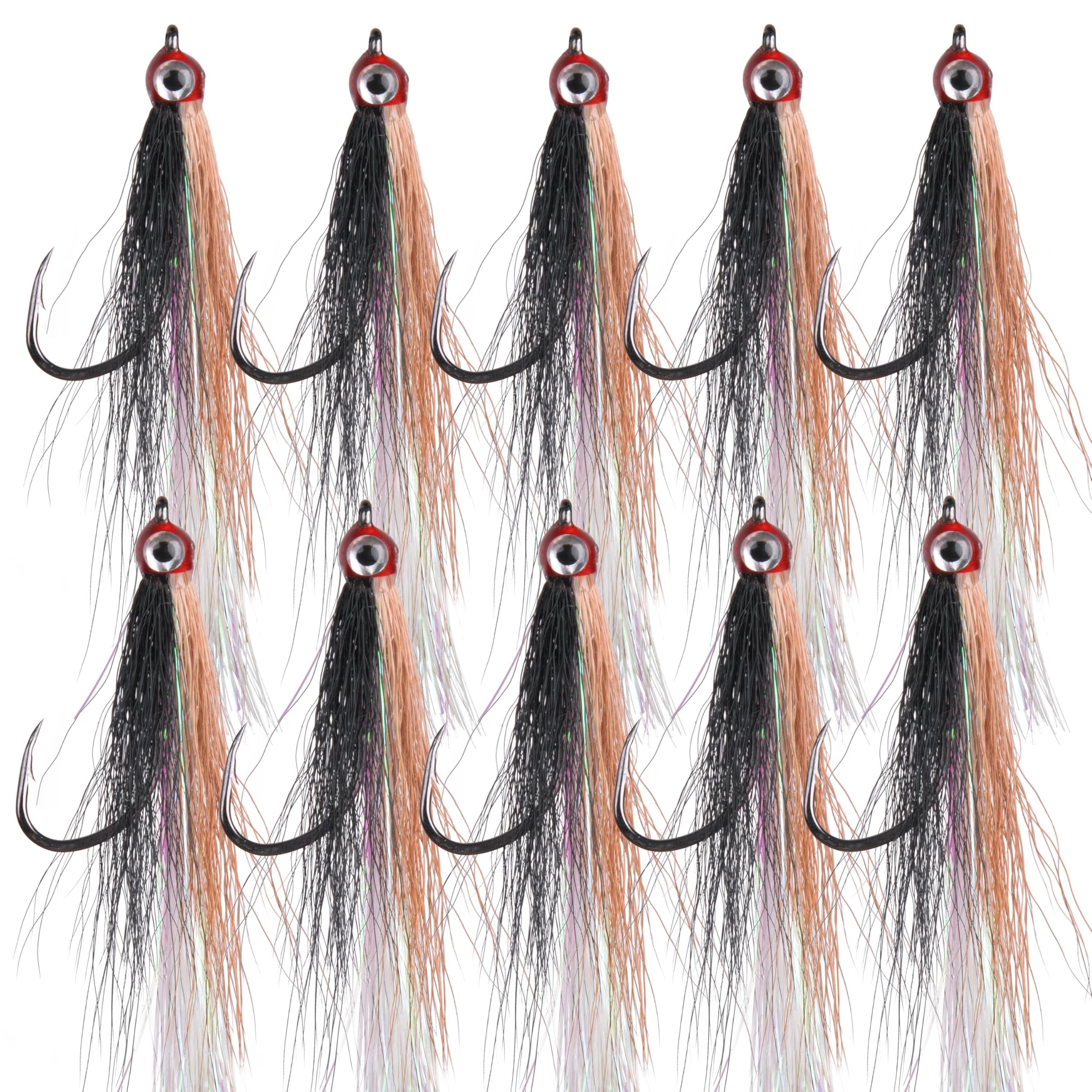 Clouser Minnow Fishing Flies, 10pcs Saltwater Fly Fishing Lures Hand Tied Clouser Minnow Fly Streamer Hooks for Bass Striper Flounder Saltwater Freshwater