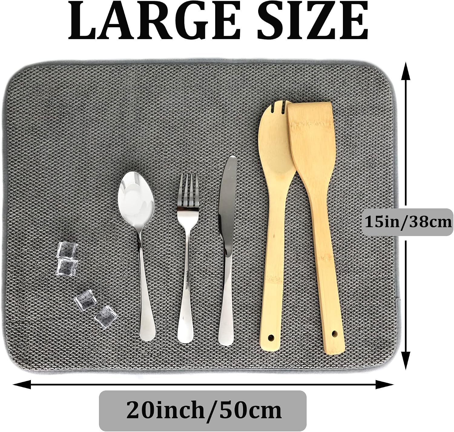 Microfiber Dish Drying Mat,Ultra Absorbent Drying Mat for Kitchen Counter,Dishes Drainer Pads 3 Pack,Large Size 20''X 15''(Beige/Grey/Pink)