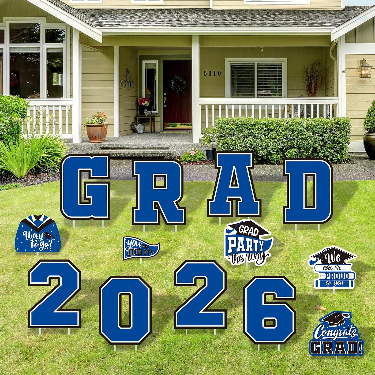 Blue Themed Graduation Decorations 2026 - Graduation Yard Signs Class of 2026,Congratulate Graduation yard signs - Graduation Party Supplies for High School & Graduation Party Decorations