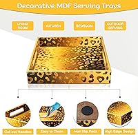 Vista 5 de Crocon Juego de 2 bandejas otomanas cuadradas de MDF, centros de mesa multiusos para comedor, bandejas decorativas para mesa de café, decoración