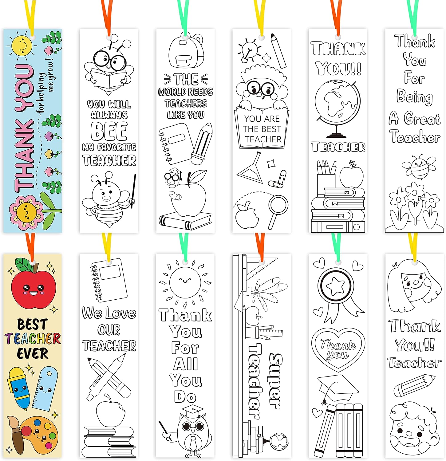 Amazon.com : Haooryx 75Pcs Teacher Appreciation Color Your Own ...