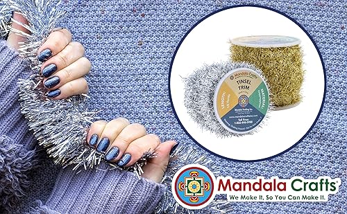 Miniatura 7 de Mandala Crafts Guirnalda de oropel metálica iridiscente, cinta fina de oropel, mini guirnalda para decoración de árbol de Navidad, boda, suministros