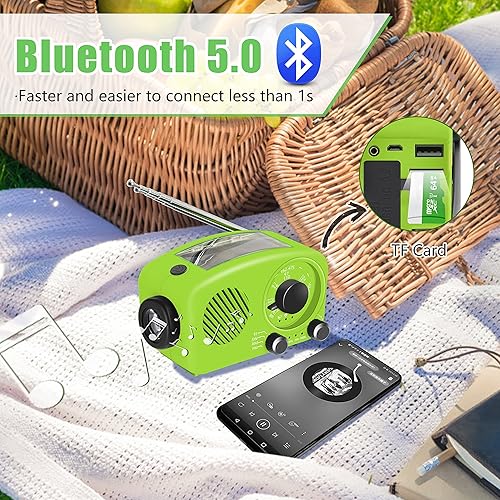 Miniatura 5 de DaringSnail Radio de emergencia con radio de manivela solar AMFMNOAA para clima con linterna banco de energía de 2000 mAh carga USB de 5 V CC