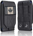 Sac de poche pour téléphone portable à molette tactique noir, Sac de Holster pour téléphone étanche iPhone 13 14 15 Pro Max pour Samsung S22 S24 Remarque 20 A13 A52 Moins 6.7" Téléphoner avec Canada Flag Patch