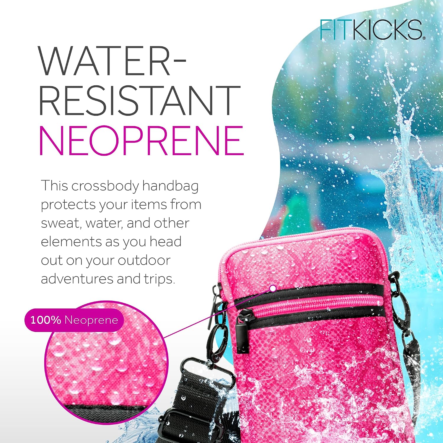 FITKICKS Crossovers Active Sport Lifestyle Crossbody Sport Water-Resistant Casual Bag Sling Purse - Vivid