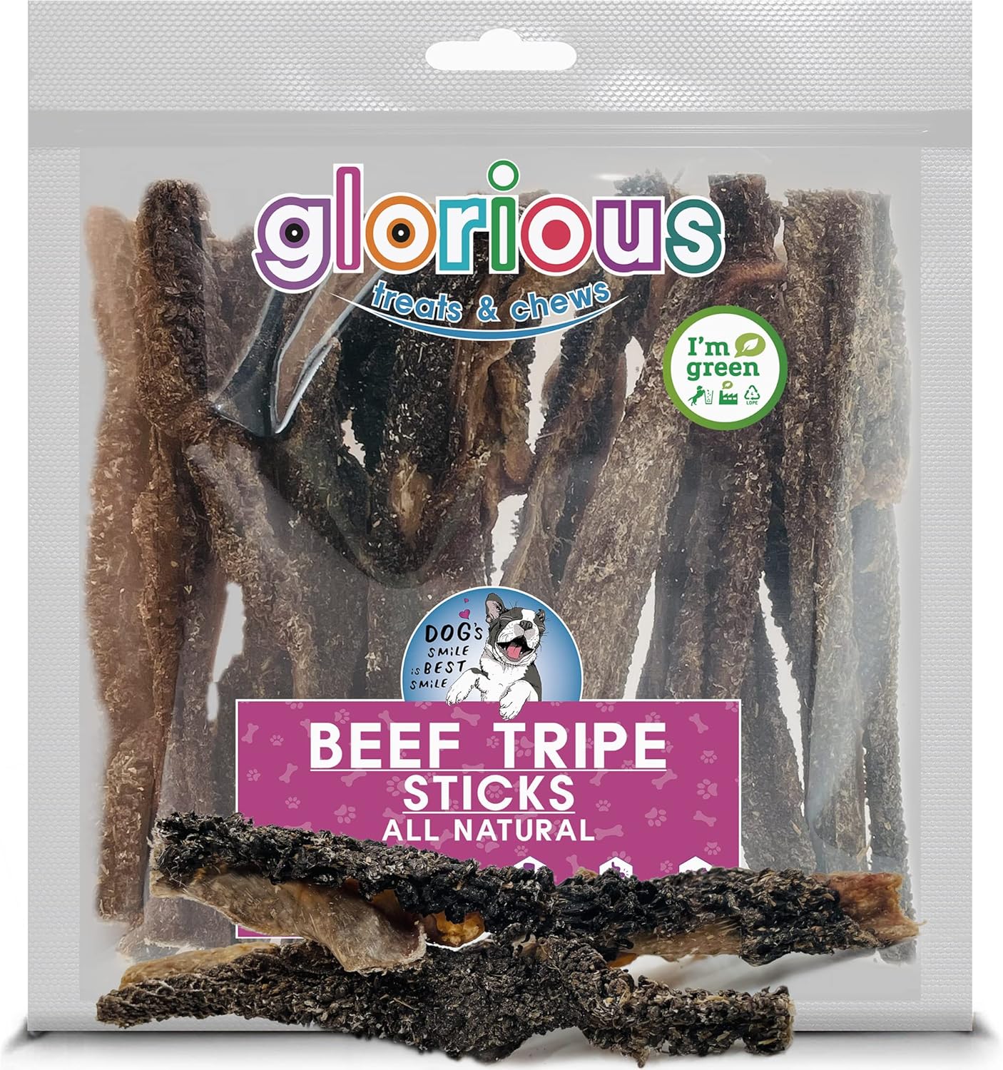 Glorious Treats and Chews Premium Beef Tripe Sticks for Dogs Tasty
