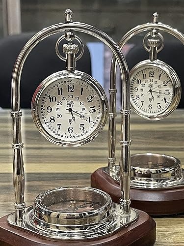 Miniatura 9 de Reloj de escritorio antiguo analógico de latón, reloj de mesa de escritorio personalizado, relojes de mesa grabados para regalo promocional de Latón