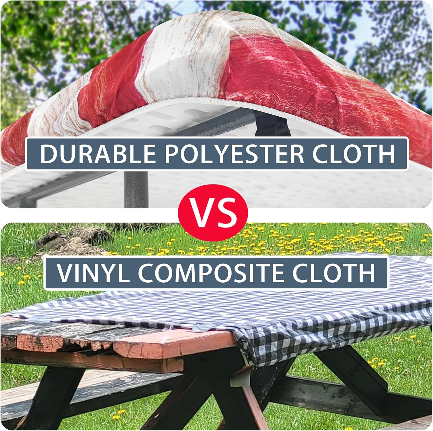 Picnic Table Cover with Bench Covers Camping Essentials American Flag Outdoor Table Covers with Elastic Waterproof Fitted Tablecloth for RV Picnic Travel
