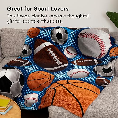 Miniatura 6 de Dawhud Direct Manta deportiva de forro polar para cama, 50 x 60 pulgadas, manta de forro polar para adultos y niños, manta de felpa suave, tamaño