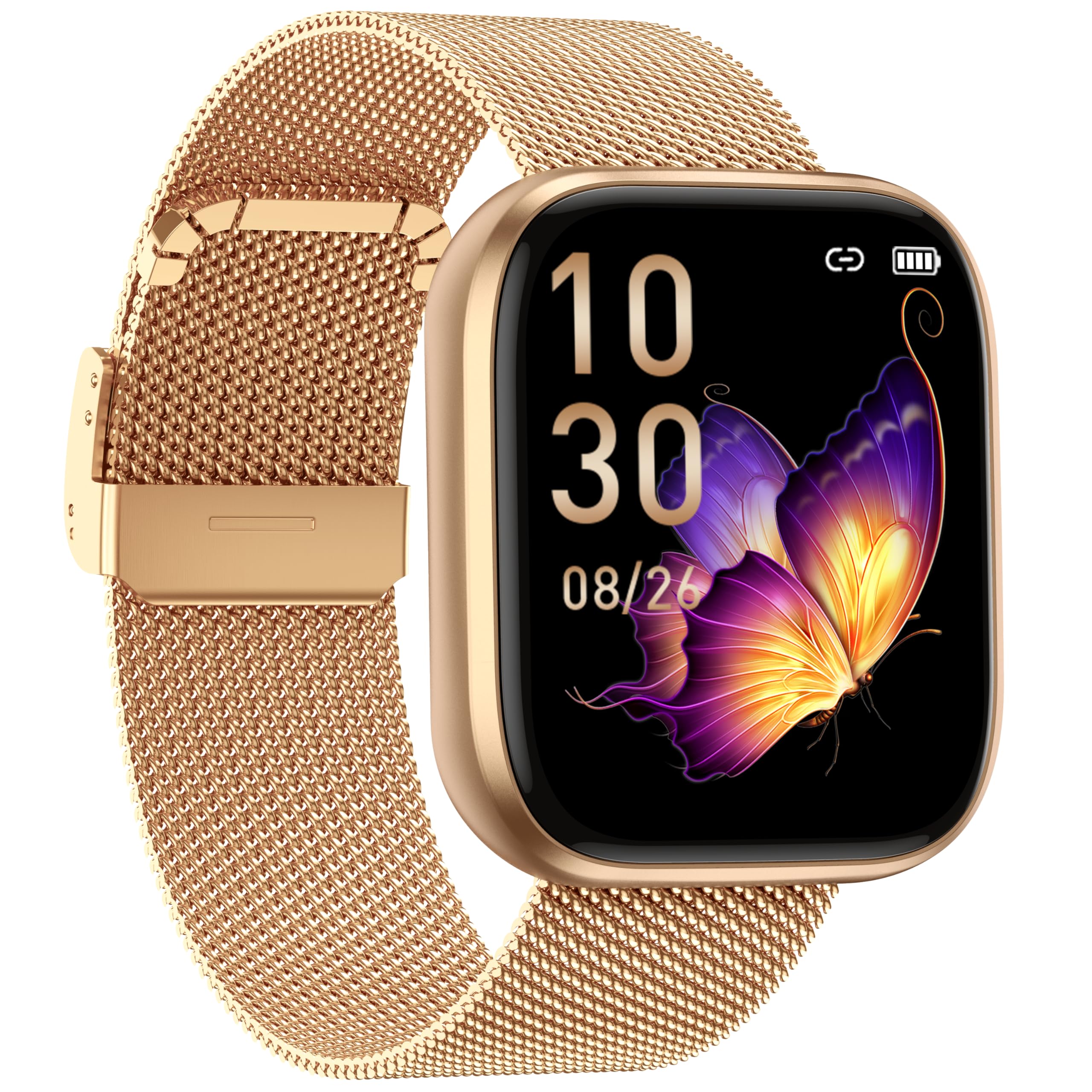 taopodo P114 Smartwatch showcasing a variety of 200+ stylish and DIY customizable watch faces on a user's wrist.