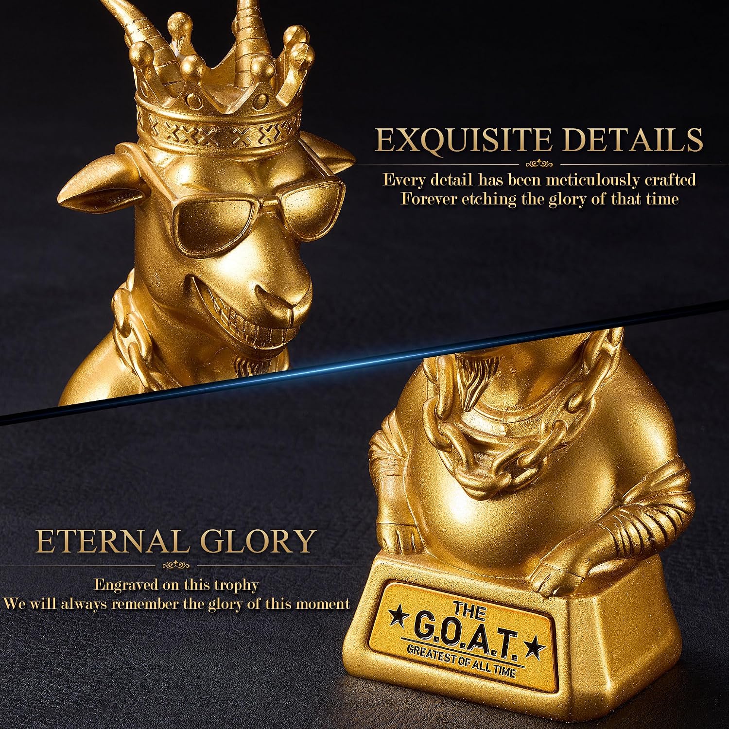 Goat Trophy Award,7.00 inch G.O.A.T. Resin Award for Fantasy Football，Humorous Office Desk Awards for Adults with Exquisitely Packaged Box for the Best Him/Her