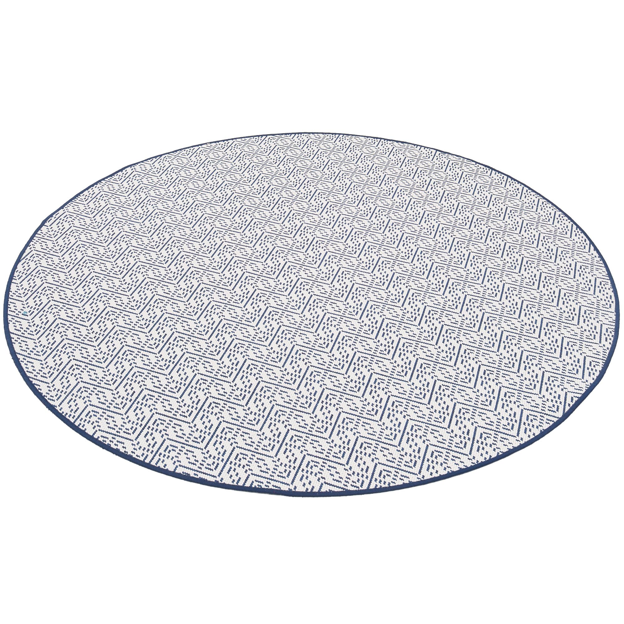 Snapstyle Tapis d'extérieur Cape Cod Bleu foncé Tendance Rond - Réversible, résistant aux UV et imperméable - Parfait pour Les balcons, terrasses et Jardins - Facile à Entretenir et Robuste