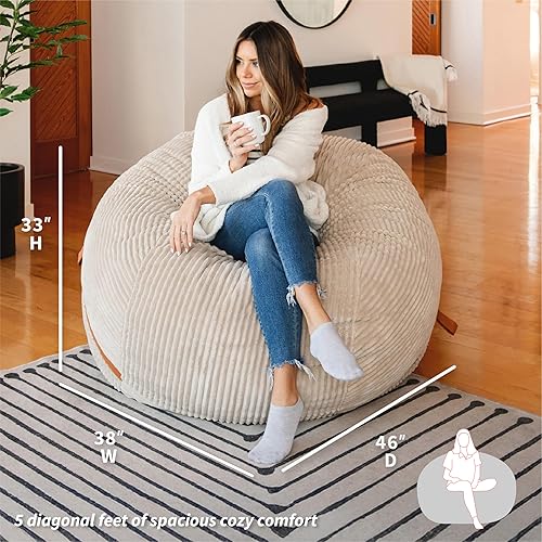 Miniatura 464 de Big Joe Wild Things Foam Filled Animal Bean Bag Chair with Removable Cover, Francesca Feline Snugglepuff, Soft Faux Fur, 3 feet Big