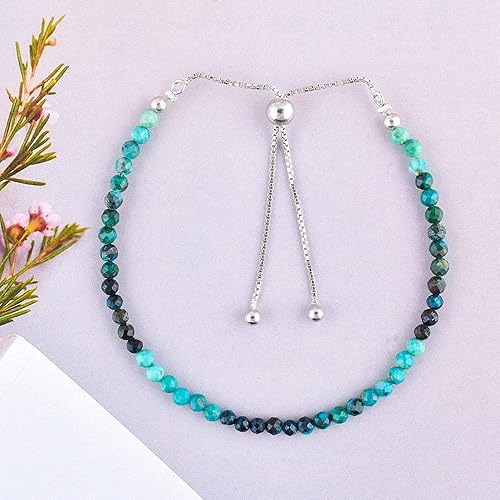 Miniatura 84 de OdrillionGems Natural Yaxaite Gemstones Bolo Bracelet 925 Sterling Silver Faceted Rounds Beads Handmade Minimalist Jewelry Healing Crystals