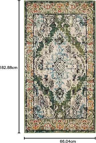 Miniatura 400 de Safavieh Tapete de área grande, colección Monaco, 11 pies x 15 pies, azul marino y celeste, diseño desgastado de medallón, no desprende pelusa