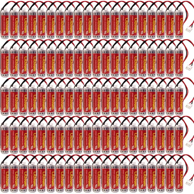 100 Pack 3 6V ER6C AA PLC Battery 1800mAh for FX F2-40BL PLC with White Plug Lithium Battery