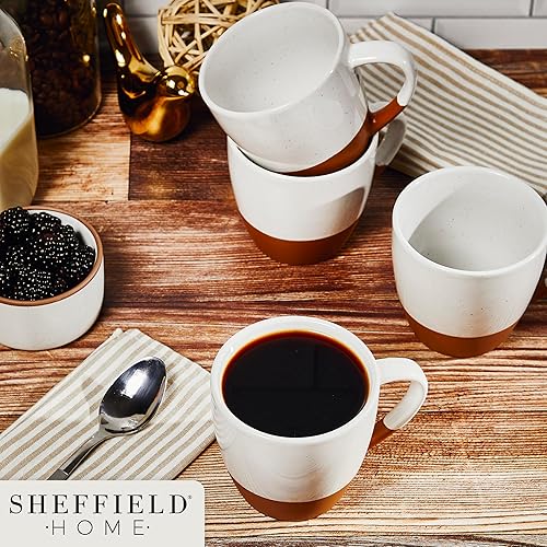 Vista 11 de Sheffield Home Juego de 4 tazas de café de cerámica, 16 onzas, taza de café grande de cerámica con asa, apta para lavavajillas y microondas, taza