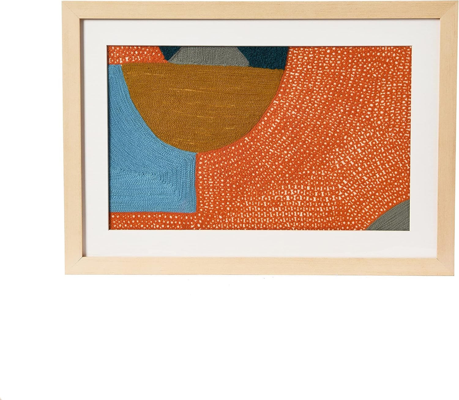 Abstract Embroidery in Wood Frame