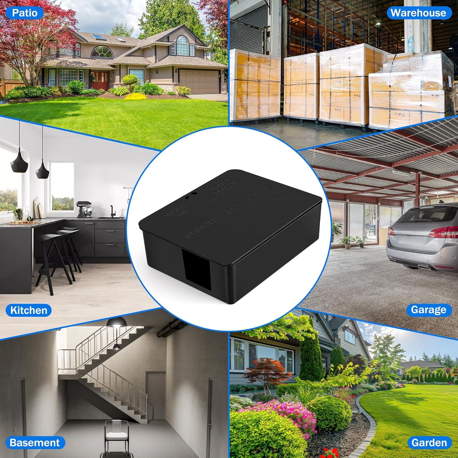 6 Pack Rat Bait Stations with key - Reusable Rodent Station for Indoor Outdoor Garden Warehouse Garage, Weather‑Resistant Mouse Station Box to Fix Bait Block Keep Rat Away Pets Safe, Dual-Entry Tunnel