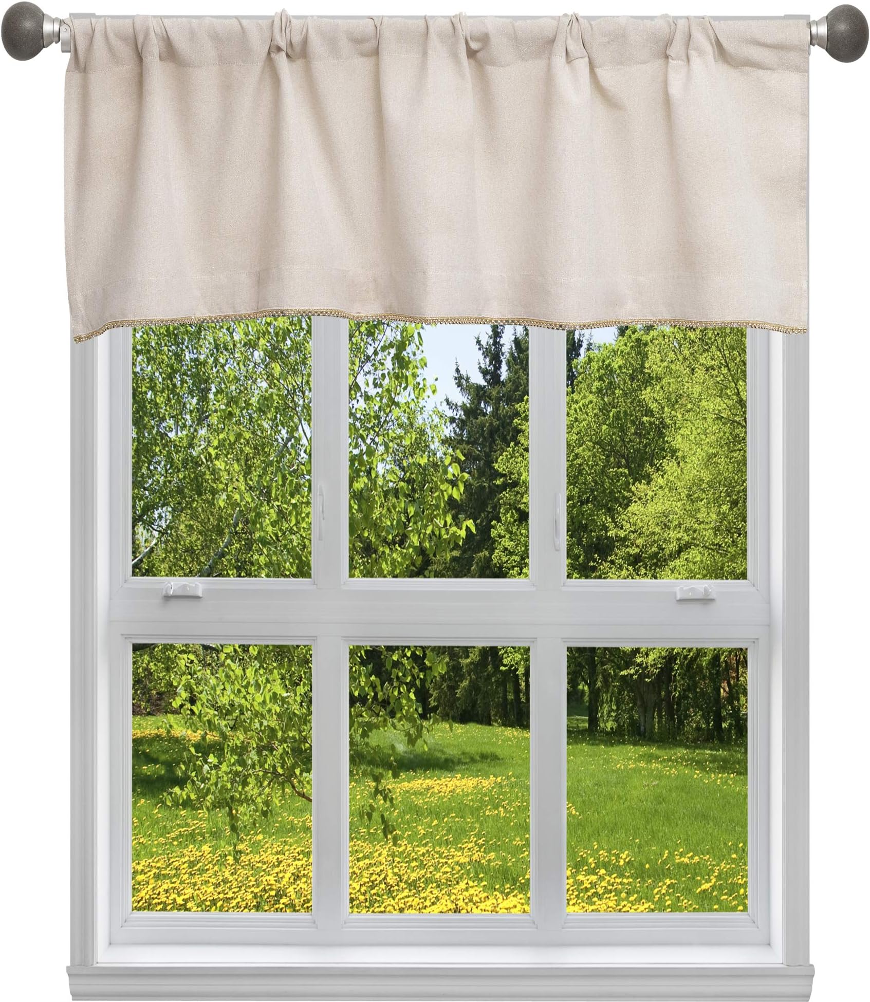 Duck River TextileSolid Kitchen Valance, Linen-Gold, 58x15