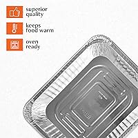 Vista 4 de PLASTICPRO Charolas desechables de aluminio de papel de aluminio de 9 x 13, peso pesado, tamaño mediano, profundidad media, para mesa de vapor